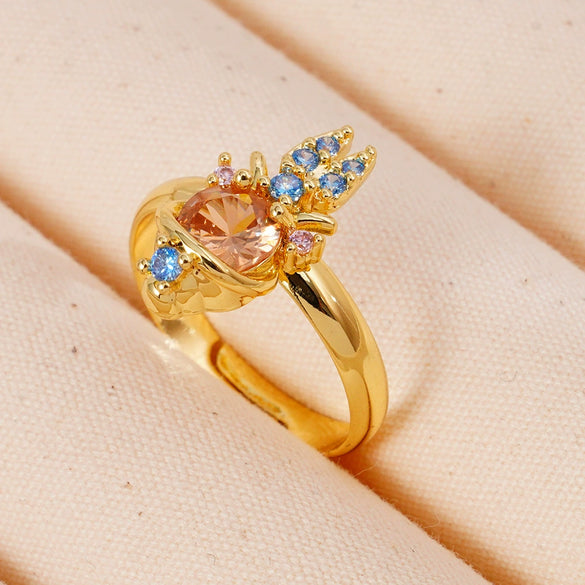 Wholesale Women's Zirconia Ring Copper Geometric Cartoon Characters Electroplated Style