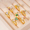 Wholesale Women's Zirconia Ring Copper Geometric Cartoon Characters Electroplated Style