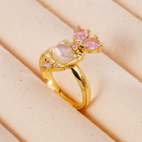 Wholesale Women's Zirconia Ring Copper Geometric Cartoon Characters Electroplated Style