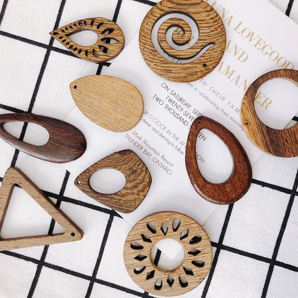 Wholesale Wood Earrings Simple Fashion Triangle Round Jewelry Accessories
