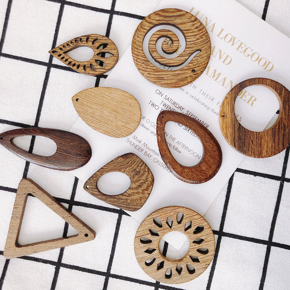 Wholesale Wood Earrings Simple Fashion Triangle Round Jewelry Accessories
