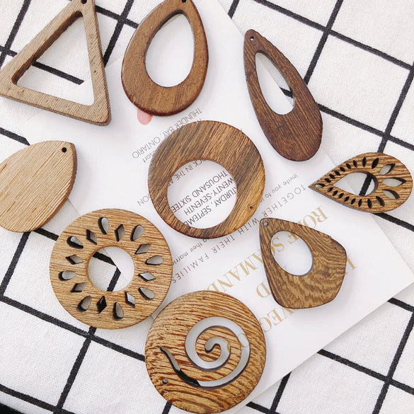 Wholesale Wood Earrings Simple Fashion Triangle Round Jewelry Accessories