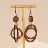 Wholesale Wood Earrings With Geometric And Leaves Pattern Hollow And Cutting Design For Women