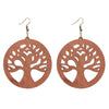 Wholesale Wood Earrings With Geometric And Leaves Pattern Hollow And Cutting Design For Women