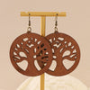 Wholesale Wood Earrings With Geometric And Leaves Pattern Hollow And Cutting Design For Women