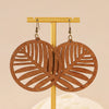 Wholesale Wood Earrings With Geometric And Leaves Pattern Hollow And Cutting Design For Women
