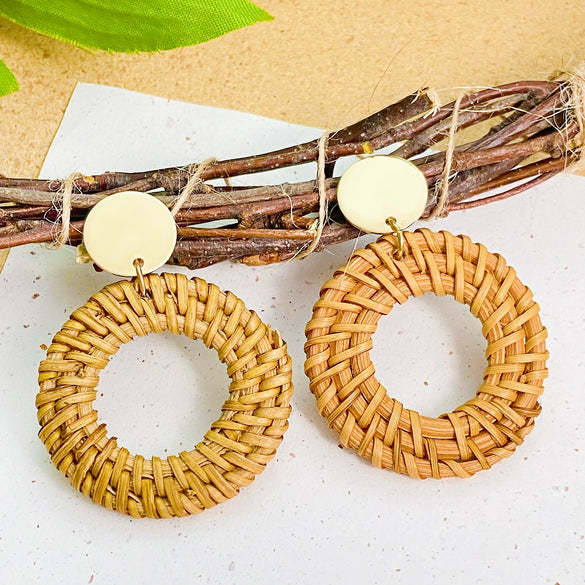 Wholesale Wood Geometric Drop Handmade Earrings For Women
