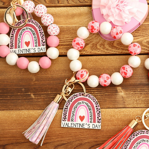 Wholesale Wooden Bead Love Bracelet With Keychain Modern Minimalist Style