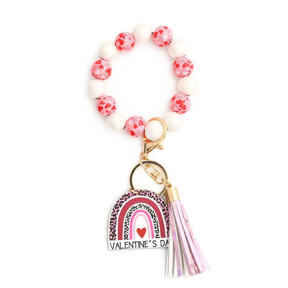 Wholesale Wooden Bead Love Bracelet With Keychain Modern Minimalist Style