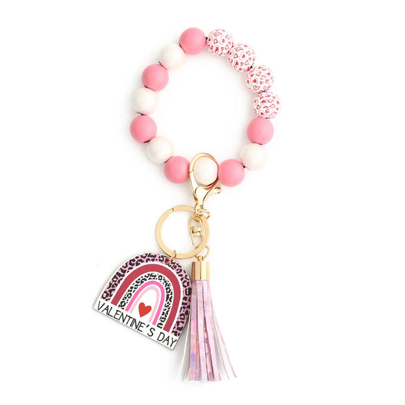 Wholesale Wooden Bead Love Bracelet With Keychain Modern Minimalist Style