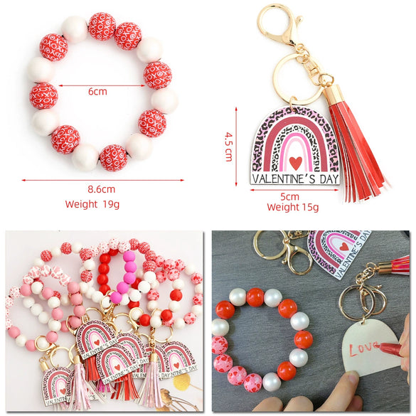 Wholesale Wooden Bead Love Bracelet With Keychain Modern Minimalist Style