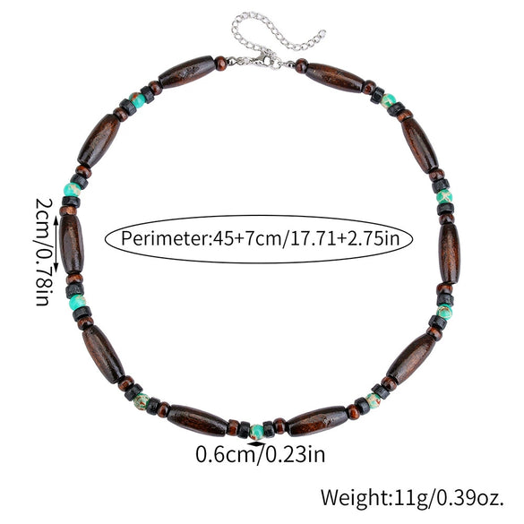 Wholesale Wooden Bead Necklace Geometric Bohemian Retro Handmade Men's