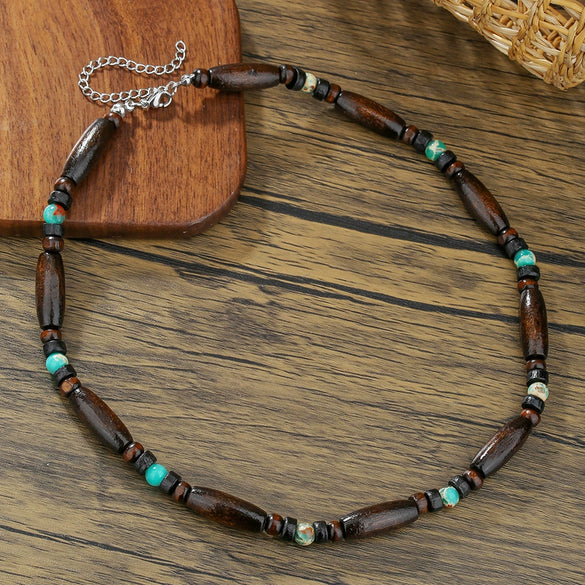 Wholesale Wooden Bead Necklace Geometric Bohemian Retro Handmade Men's