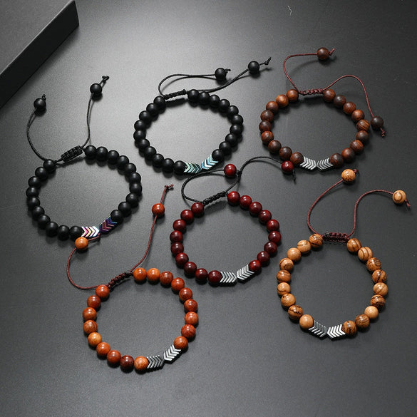 Wholesale Wooden Beaded Bracelet Geometric Style Pure Handmade Unisex