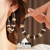 Wholesale Wooden Bohemian Retro Geometric Flower Beaded Earrings With Electroplating
