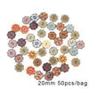 Wholesale Wooden Buttons With Multicolor Printing Flower And Totem Patterns Classic Retro Style