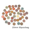 Wholesale Wooden Buttons With Multicolor Printing Flower And Totem Patterns Classic Retro Style