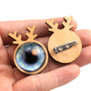 Wholesale Wooden Christmas Elk Round Brooch Base And Rings With Stainless Steel Time Gem Tray Electroplated Diy Accessories