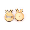 Wholesale Wooden Christmas Elk Round Brooch Base And Rings With Stainless Steel Time Gem Tray Electroplated Diy Accessories