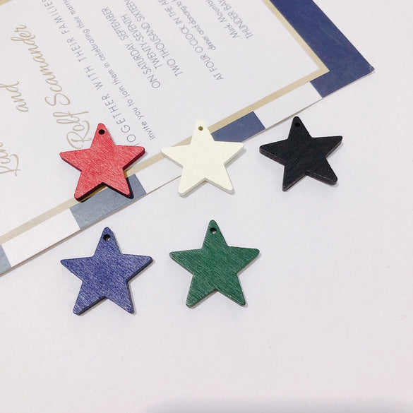 Wholesale Wooden Fivepointed Star Earrings Jewelry Accessories Handmade