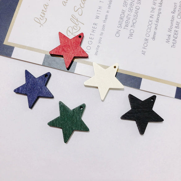 Wholesale Wooden Fivepointed Star Earrings Jewelry Accessories Handmade