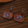 Wholesale Wooden Gothic Cartoon Ghostface Pumpkin Pendant Earrings With Printing And 14K Gold Ear Needles For Women
