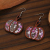 Wholesale Wooden Gothic Cartoon Ghostface Pumpkin Pendant Earrings With Printing And 14K Gold Ear Needles For Women