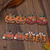 Wholesale Wooden Gothic Cartoon Ghostface Pumpkin Pendant Earrings With Printing And 14K Gold Ear Needles For Women