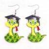 Wholesale Wooden Handmade Drop Shape Geometric Letter Printed Pendant Earrings For Women