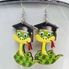 Wholesale Wooden Handmade Drop Shape Geometric Letter Printed Pendant Earrings For Women