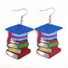 Wholesale Wooden Handmade Drop Shape Geometric Letter Printed Pendant Earrings For Women