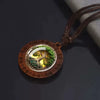 Wholesale Wooden Pendant Necklace With Artificial Crystal Inlaid Geometric Pattern Vintage Style