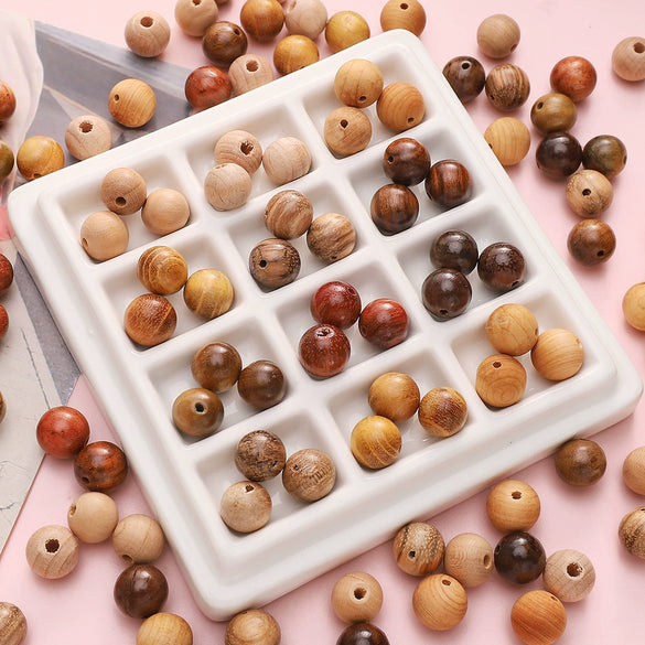 Wholesale Wooden Round Beads Antique Handmade Jewelry Bracelet Accessories With Oil Treatment And Geometric Style