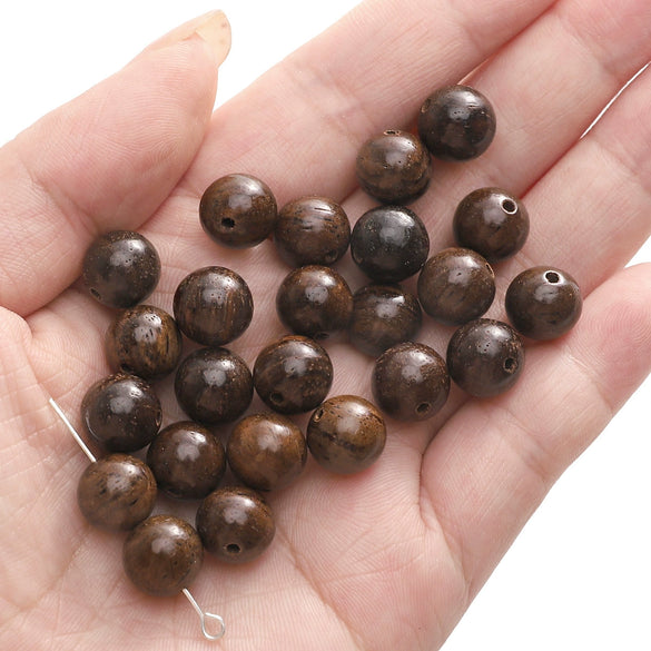 Wholesale Wooden Round Beads Antique Handmade Jewelry Bracelet Accessories With Oil Treatment And Geometric Style