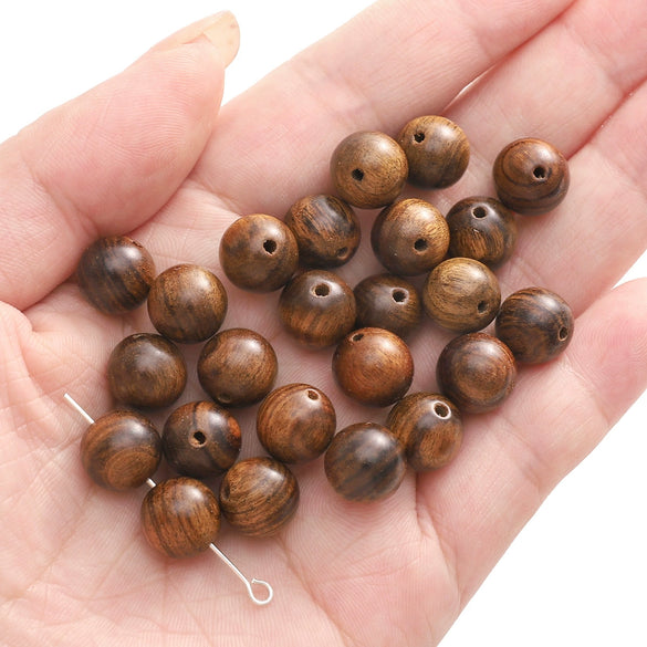 Wholesale Wooden Round Beads Antique Handmade Jewelry Bracelet Accessories With Oil Treatment And Geometric Style