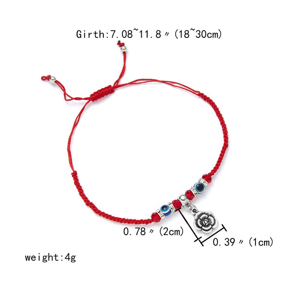 Wholesale Woven Adjustable Bracelet With Butterfly Turtle Owl Palm Blue Eyes Evil Eye Red Rope In Heart U Shape And Geometric Pattern