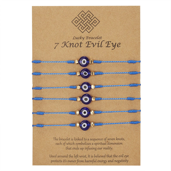 Wholesale Woven Adjustable Evil Eye Bracelet With Blue Eyes Handmade Cord Unisex And Women's