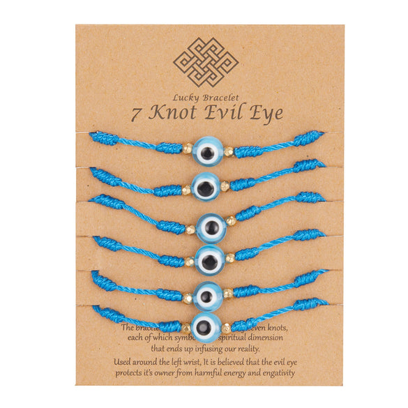 Wholesale Woven Adjustable Evil Eye Bracelet With Blue Eyes Handmade Cord Unisex And Women's