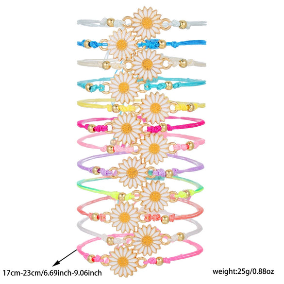 Wholesale Woven Alloy Flower Pendant Unisex Bohemian Style Jewelry Bracelet Suit