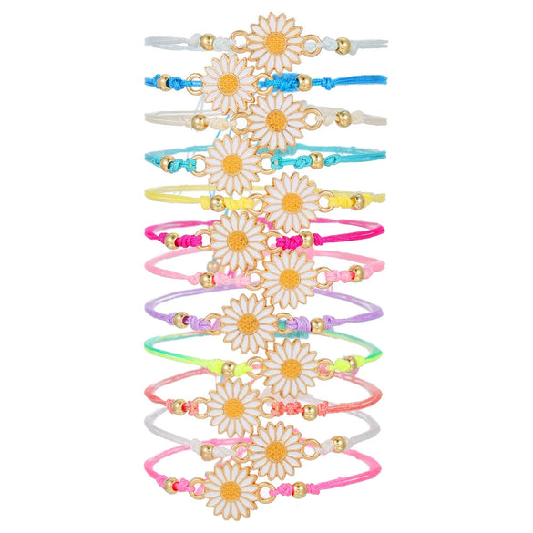 Wholesale Woven Alloy Flower Pendant Unisex Bohemian Style Jewelry Bracelet Suit