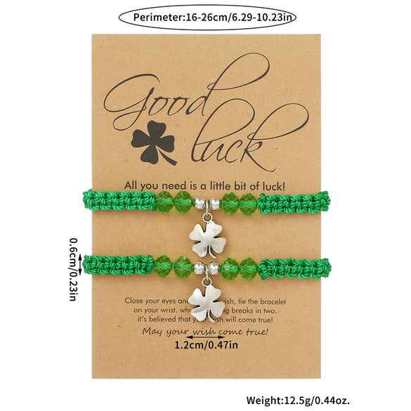 Wholesale Woven Bracelet With Fourleaf Clover Pendant Alloy Stainless Steel Titanium Steel Unisex Style