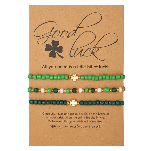 Wholesale Woven Bracelet With Fourleaf Clover Pendant Alloy Stainless Steel Titanium Steel Unisex Style