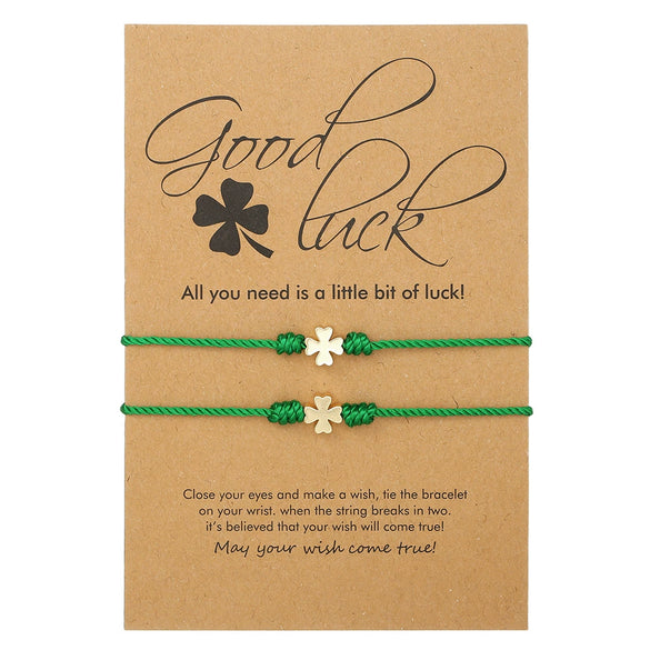 Wholesale Woven Bracelet With Fourleaf Clover Pendant Alloy Stainless Steel Titanium Steel Unisex Style