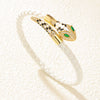 Wholesale Woven Open Bracelet Zinc Alloy Snakeshaped Vintage Rhinestone Snake Head Microinlay Animals Zodiac Style