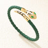 Wholesale Woven Open Bracelet Zinc Alloy Snakeshaped Vintage Rhinestone Snake Head Microinlay Animals Zodiac Style