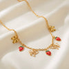Wholesale Y2k Style Sweet Bow Red Strawberry Alloy Pearl Chain Necklace With Electroplating For Women