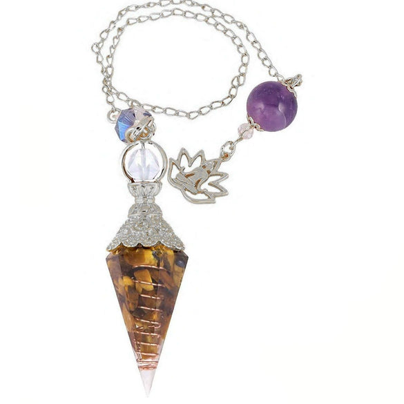 Wholesale Yoga Pendant With Natural Crystal Agate Stone Colorful Gravel In Resin Gold Handmade Geometric Hexagon Cone Shape