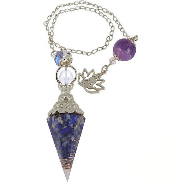 Wholesale Yoga Pendant With Natural Crystal Agate Stone Colorful Gravel In Resin Gold Handmade Geometric Hexagon Cone Shape