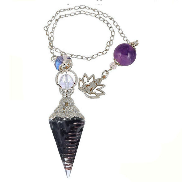 Wholesale Yoga Pendant With Natural Crystal Agate Stone Colorful Gravel In Resin Gold Handmade Geometric Hexagon Cone Shape