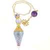 Wholesale Yoga Pendant With Natural Crystal Agate Stone Colorful Gravel In Resin Gold Handmade Geometric Hexagon Cone Shape